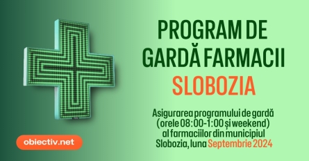 Program de gardă farmacii – Slobozia, luna Septembrie 2024