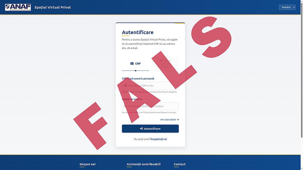 Atentie Site Fals Anaf