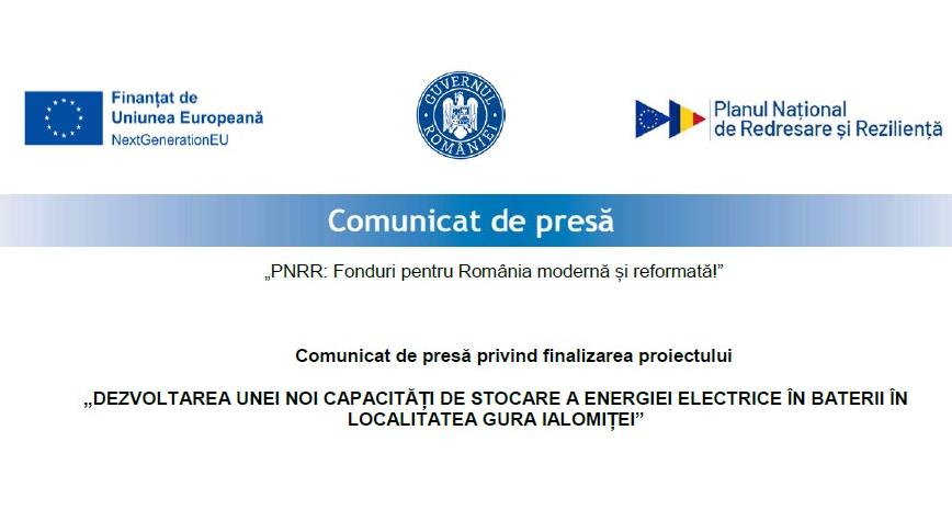 Comunicat De Presa Finalizare Proiect