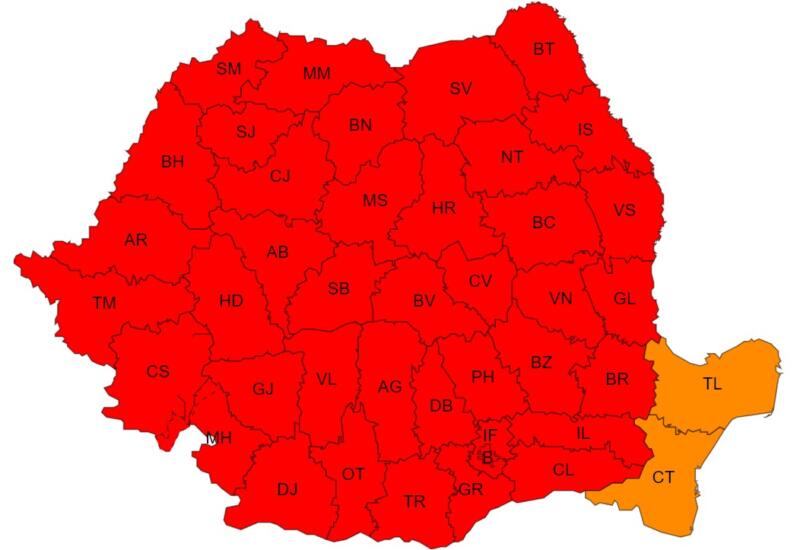 Harta Meteo Anm - Cod Rosu De Canicula