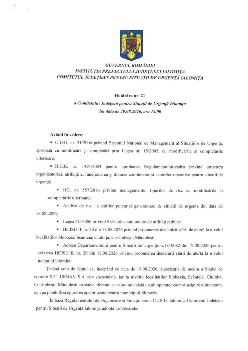 Hotarare Stare De Alerta P1