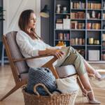Business Woman Sitting In A Chair At Home.