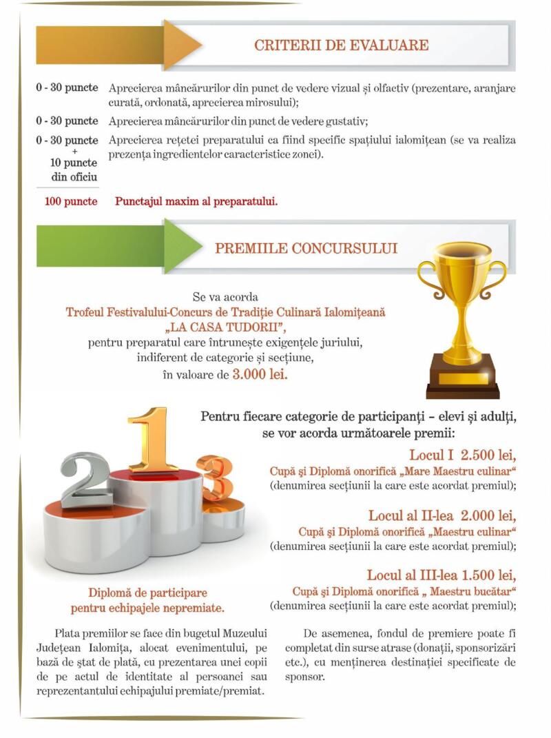 Criterii De Evaluare Si Premii - La Casa Tudorii 2026