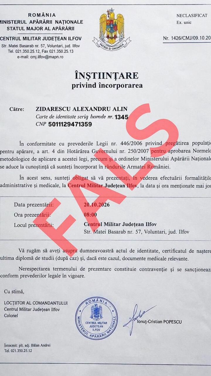 Instiintare Incorporare Falsa